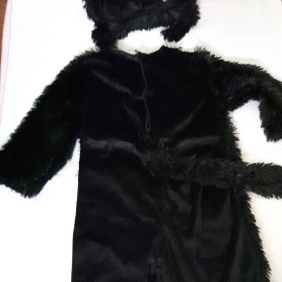 HALLOWEEN COSTUME black cat TWO piece Plush jumpsuit hat cat ears pink bow Baby - Picture 3 of 5